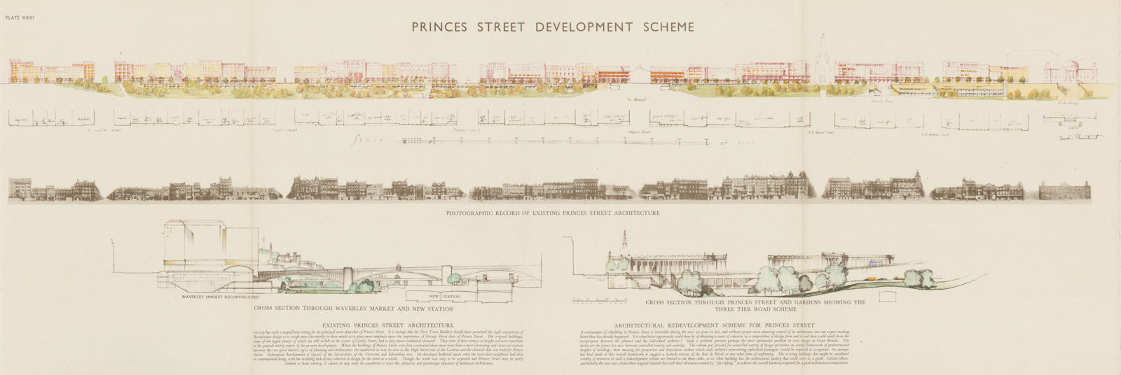 EDINBURGH. Princes Street Development Scheme. PATRICK ABERCROMBIE 1949 old map